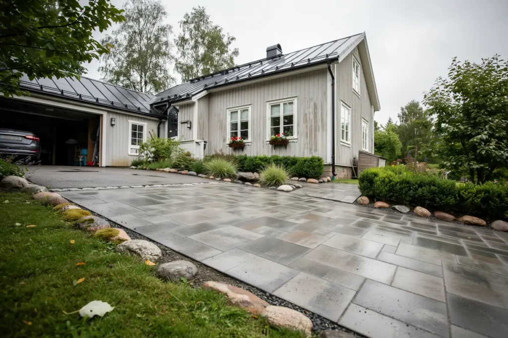 s h jer stenl ggning av uppfarten b de husets intryck och funktion