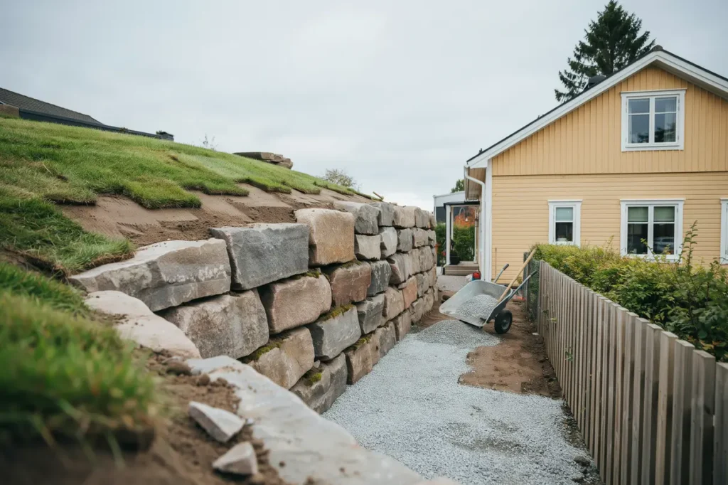 bygga mur eller st dmur s v ljer du r tt l sning f r tomt niv skillnader och stil